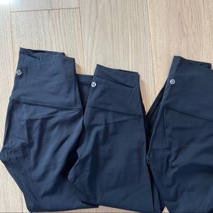 LOT OF 3 PAIRS OF LULULEMON WUNDER UNDERS SZ 4 (CROP AND 7/8)